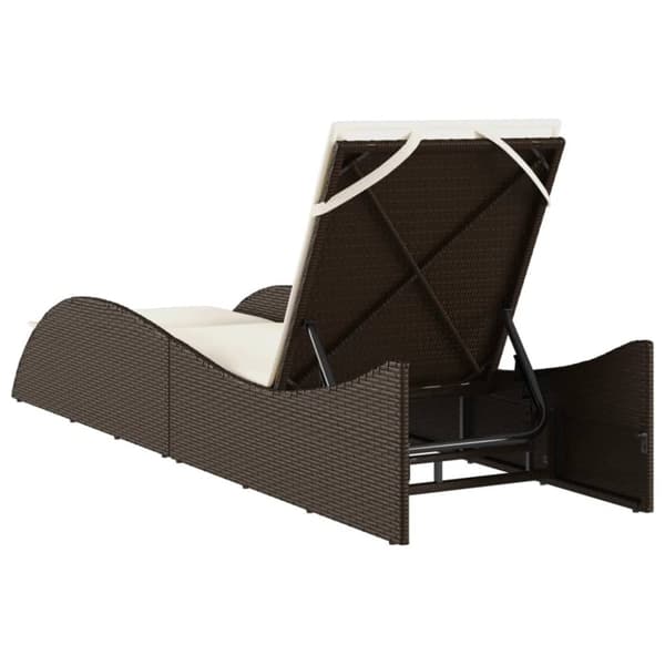 vidaXL liggestol med hynde 60x205x73 cm polyrattan brun
