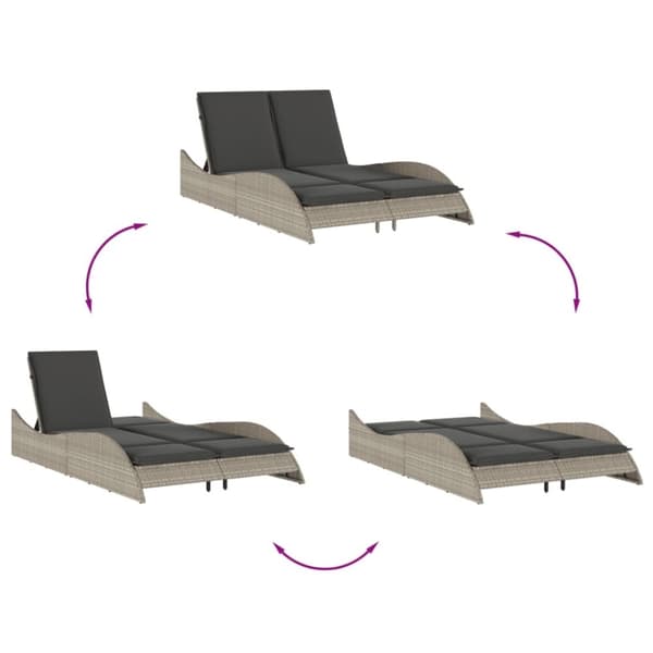 vidaXL liggestol med hynde 114x205x73 cm polyrattan lysegrå