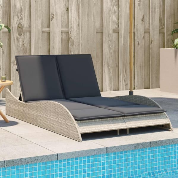 vidaXL liggestol med hynde 114x205x73 cm polyrattan lysegrå