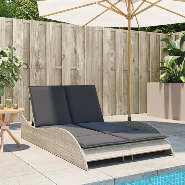 vidaXL liggestol med hynde 114x205x73 cm polyrattan lysegrå