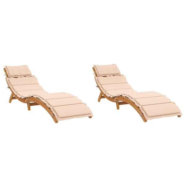 vidaXL liggestole med hynder 2 stk. massivt akacietræ beige