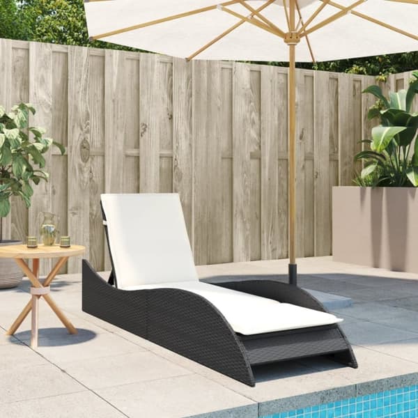 vidaXL Solsäng med dyna svart 60x205x73 cm konstrotting