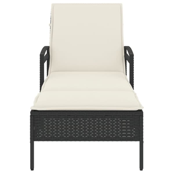 vidaXL Solsäng med dyna svart 63x200x81 cm konstrotting
