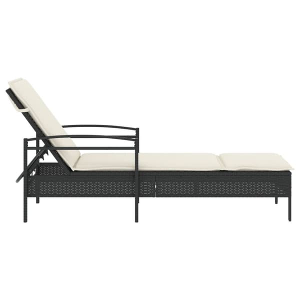 vidaXL Solsäng med dyna svart 63x200x81 cm konstrotting