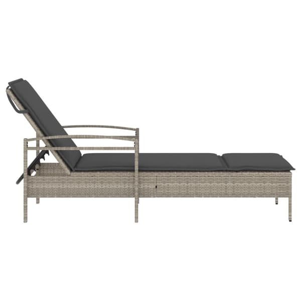vidaXL liggestol med hynde 63x200x81 cm polyrattan lysegrå