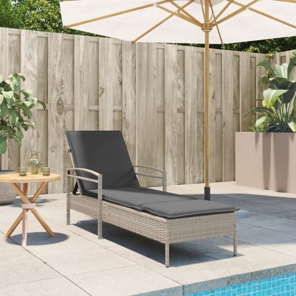 vidaXL liggestol med hynde 63x200x81 cm polyrattan lysegrå