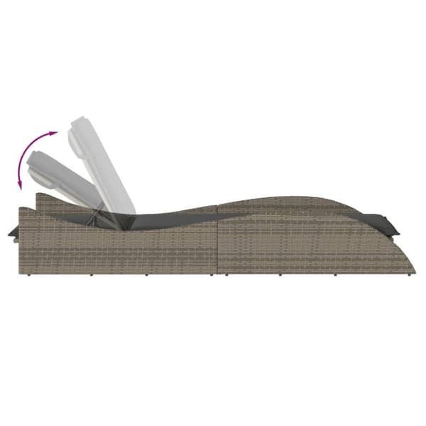 vidaXL liggestol med hynde 60x205x73 cm polyrattan grå