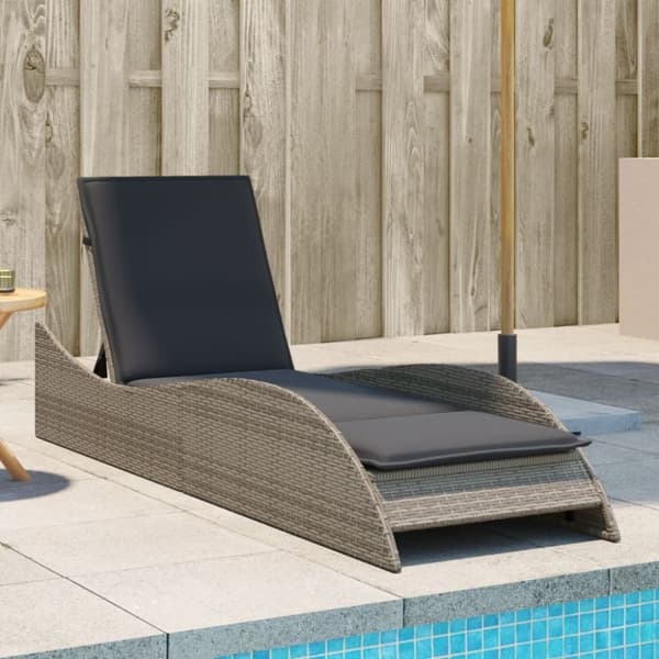 vidaXL liggestol med hynde 60x205x73 cm polyrattan grå