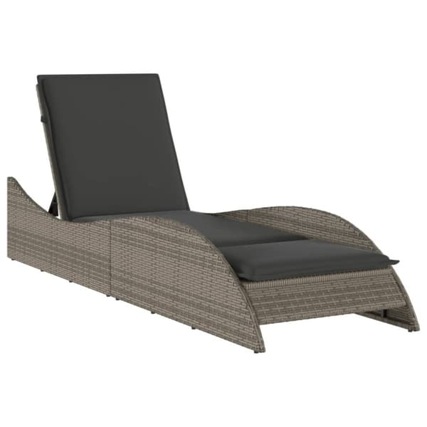 vidaXL liggestol med hynde 60x205x73 cm polyrattan grå