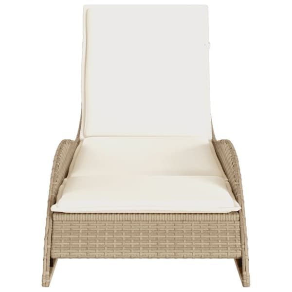 vidaXL Solsäng med dyna beige 60x205x73 cm konstrotting