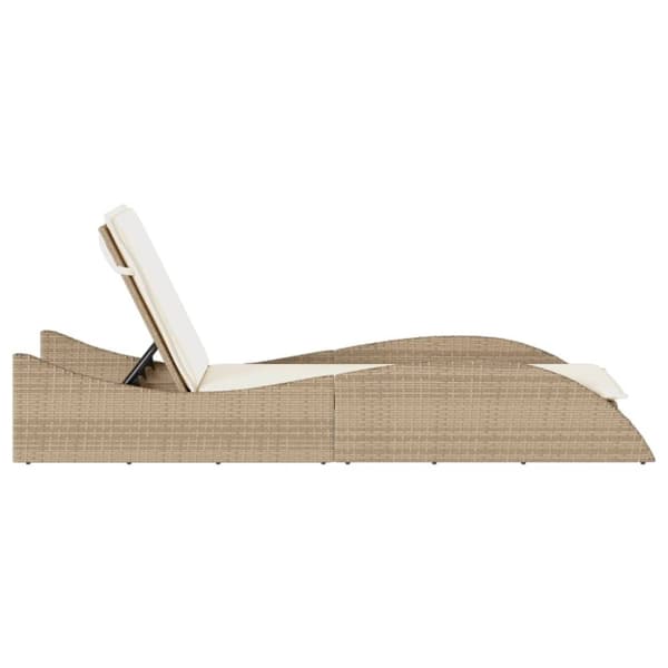 vidaXL Solsäng med dyna beige 60x205x73 cm konstrotting
