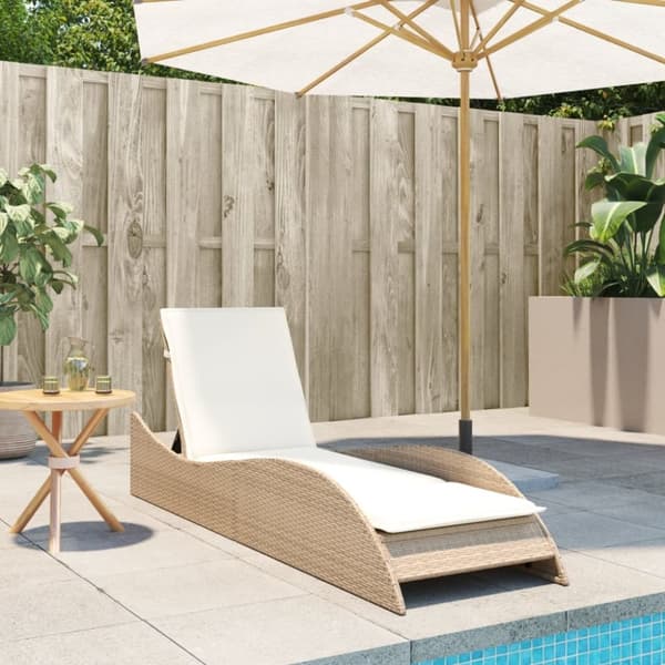 vidaXL Solsäng med dyna beige 60x205x73 cm konstrotting