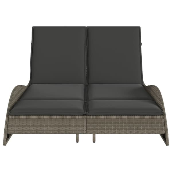 vidaXL liggestol med hynder 114x205x73 cm polyrattan grå