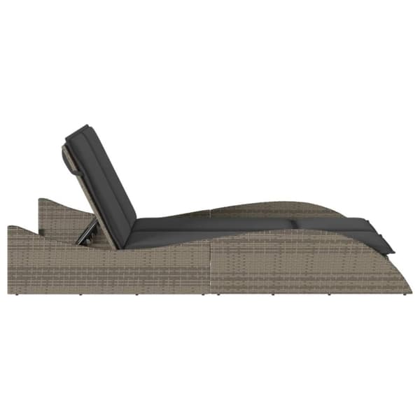 vidaXL liggestol med hynder 114x205x73 cm polyrattan grå