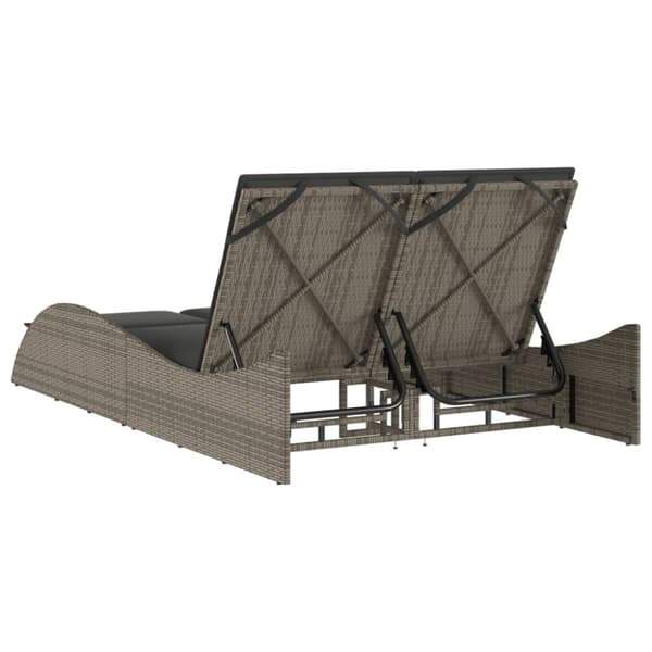 vidaXL liggestol med hynder 114x205x73 cm polyrattan grå