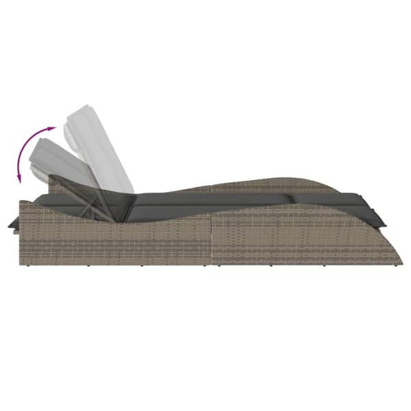 vidaXL liggestol med hynder 114x205x73 cm polyrattan grå