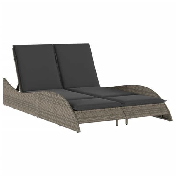 vidaXL liggestol med hynder 114x205x73 cm polyrattan grå