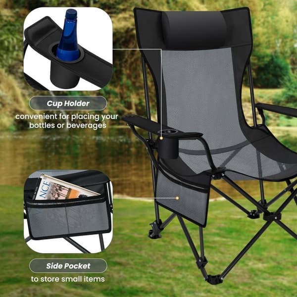 Rootz 4-i-1 campingstol - Utomhusfåtölj - Justerbar loungestol - Mångsidig, lätt, hållbar - 156 cm x 71 cm x 84 cm (liggande)