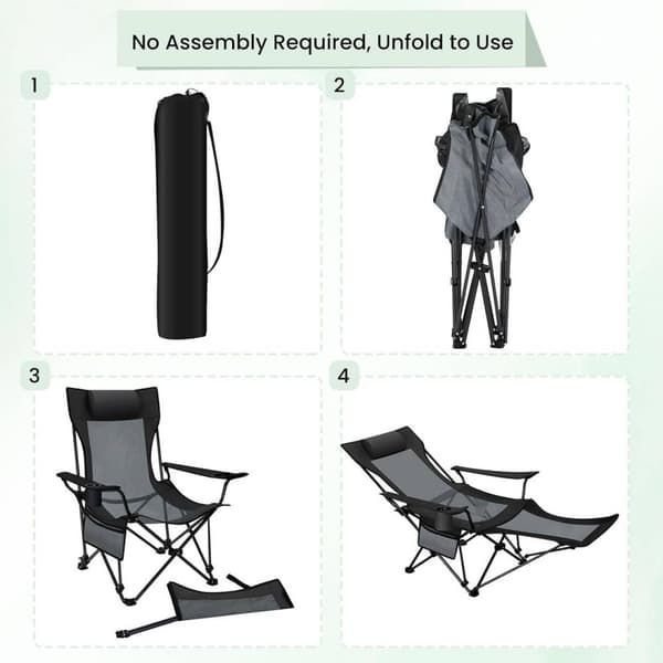Rootz 4-i-1 campingstol - Utomhusfåtölj - Justerbar loungestol - Mångsidig, lätt, hållbar - 156 cm x 71 cm x 84 cm (liggande)