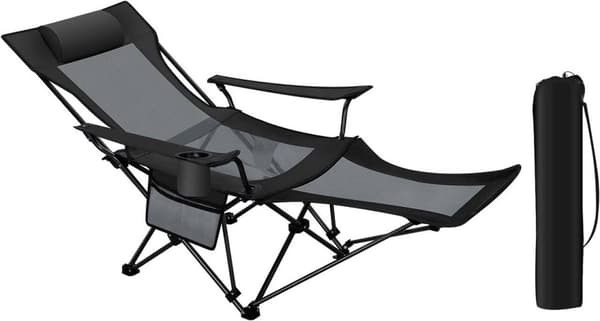 Rootz 4-i-1 Camping liggestol - Justerbar hvilestol - Udendørs sæde - Alsidig, bærbar, holdbar - 600D Oxford stof - 156 cm x 71 cm x 84 cm (liggende)