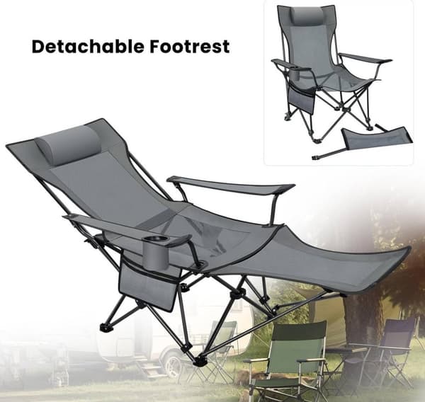 Rootz Ultimate 4-in-1 Camping lepotuoli - Ulkotuoli - Kannettava solarium - Monipuolinen, kevyt, kestävä - 156 cm x 71 cm x 84 cm (makuuasennossa)