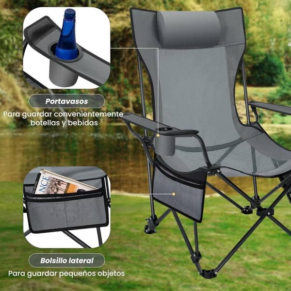 Rootz Ultimate 4-in-1 Camping lepotuoli - Ulkotuoli - Kannettava solarium - Monipuolinen, kevyt, kestävä - 156 cm x 71 cm x 84 cm (makuuasennossa)