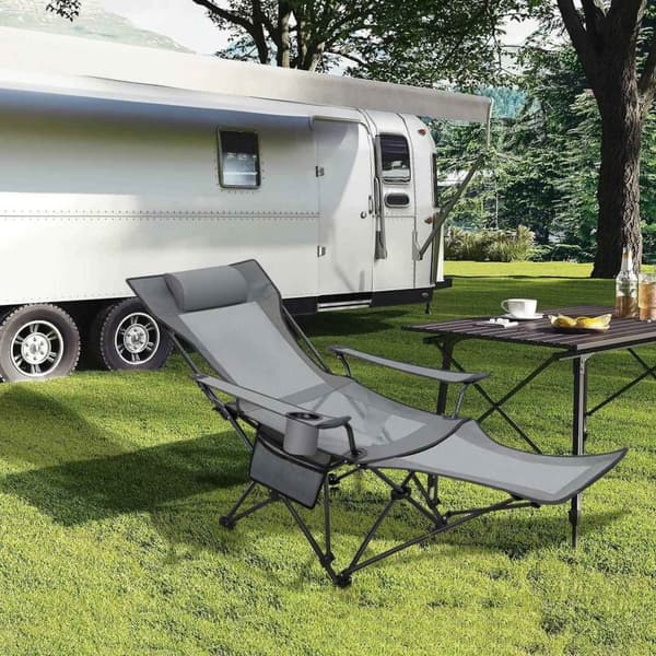 Rootz Ultimate 4-in-1 Camping lepotuoli - Ulkotuoli - Kannettava solarium - Monipuolinen, kevyt, kestävä - 156 cm x 71 cm x 84 cm (makuuasennossa)