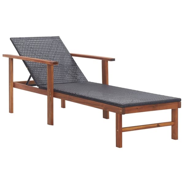 vidaXL liggestol polyrattan og massivt akacietræ sort -  Solsenge & liggestole