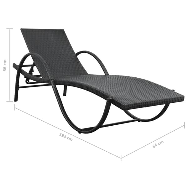vidaXL Solsängar 2 st med bord konstrotting svart -  Solsängar
