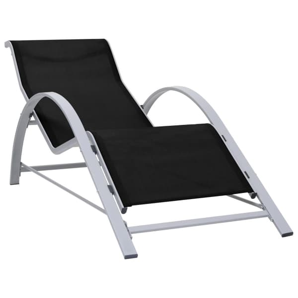 vidaXL Solsängar 2 st med bord aluminium svart -  Solsängar