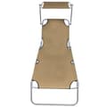 Miniatyrbillede 3 af 8: vidaXL foldbar liggestol med tag stål gråbrun -  Solsenge & liggestole