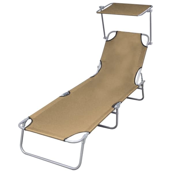 vidaXL foldbar liggestol med tag stål gråbrun -  Solsenge & liggestole