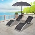 Miniatyrbillede 1 af 10: vidaXL liggestole med parasol aluminium sort -  Solsenge & liggestole
