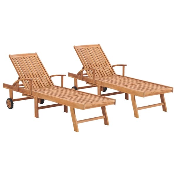 vidaXL Solsäng 2 st med dyna massiv teak -  Solsängar