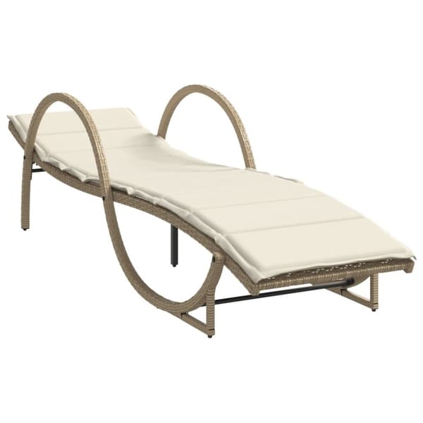 vidaXL Solsängar 2 st med bord beige konstrotting