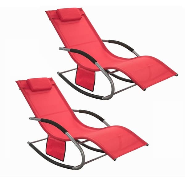 Rootz Elegant Solstolset - Gungande solsäng - Trädgårdssäng - Andningsbart tyg - Avtagbar kudde - Integrerade sidofickor - Mjuka EVA-armstöd - 150 kg