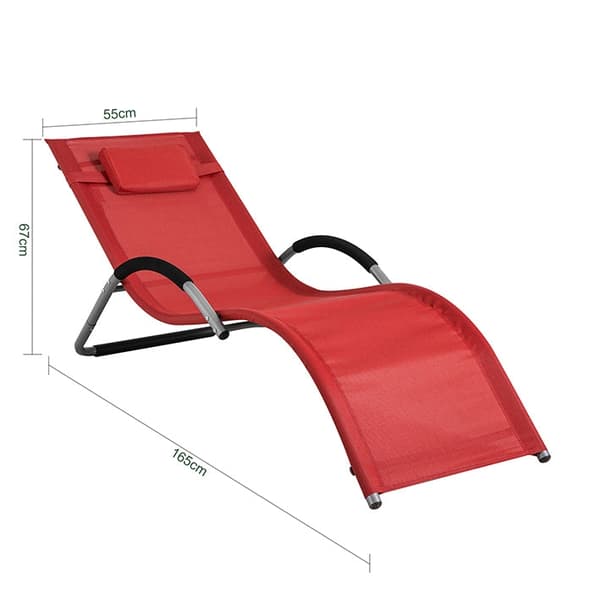 Rootz Havelounger - Solseng - Liggestol - Åndbart syntetisk fiberstof - Komfortpude inkluderet - Ideel til have og terrasse - 55cm x 67cm x 165cm