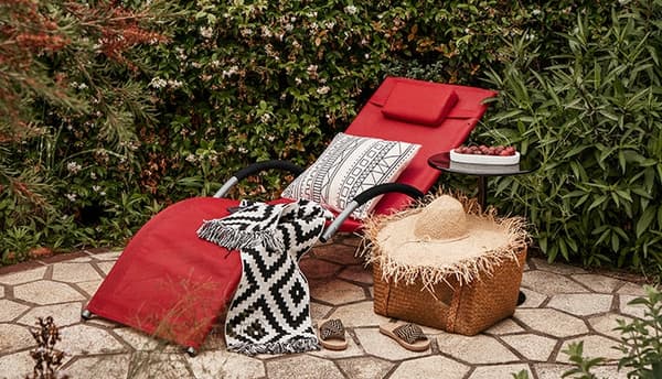 Rootz Havelounger - Solseng - Liggestol - Åndbart syntetisk fiberstof - Komfortpude inkluderet - Ideel til have og terrasse - 55cm x 67cm x 165cm