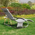 Miniatyrbild 4 av 9: Rootz Elegant Solstol - Rocking Garden Lounger - Solstol med sidoväska - Andas syntetiska fibrer - Avtagbar kudde - Mjuka EVA-armstöd - 150 kg Lastkap