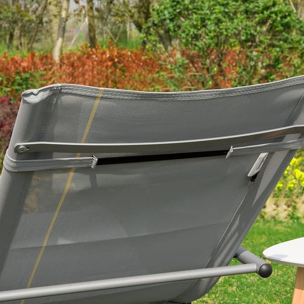Rootz Elegant Solstol - Rocking Garden Lounger - Solstol med sidoväska - Andas syntetiska fibrer - Avtagbar kudde - Mjuka EVA-armstöd - 150 kg Lastkap