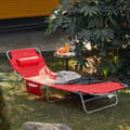 Miniatyrbillede 4 af 9: Rootz Justerbar liggestol - Strandseng - Havestol - Sammenklappelig, åndbar, med sidelomme - Rød - 195cm x 58cm x 63cm