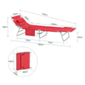 Miniatyrbillede 5 af 9: Rootz Justerbar liggestol - Strandseng - Havestol - Sammenklappelig, åndbar, med sidelomme - Rød - 195cm x 58cm x 63cm