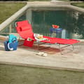 Miniatyrbillede 2 af 9: Rootz Justerbar liggestol - Strandseng - Havestol - Sammenklappelig, åndbar, med sidelomme - Rød - 195cm x 58cm x 63cm