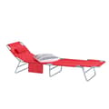 Miniatyrbillede 1 af 9: Rootz Justerbar liggestol - Strandseng - Havestol - Sammenklappelig, åndbar, med sidelomme - Rød - 195cm x 58cm x 63cm