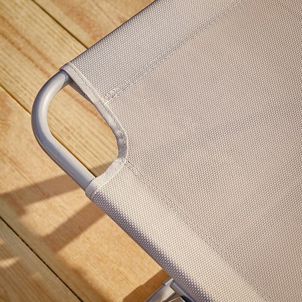 Rootz justerbar strandstol - Trädgårdssäng - Fällbar solstol - Syntetfiber som andas - Avtagbar kudde - Sidoficka - 195cm x 58cm x 63cm - Beige