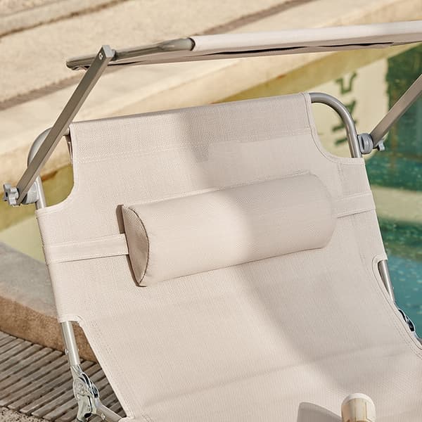 Rootz justerbar solseng med baldakin - Haveseng - Strandseng - Holdbar metalramme - Syntetisk fiberstof - Opbevaringslomme - 195 cm x 90 cm x 63 cm