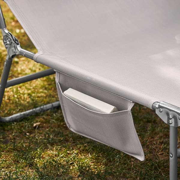 Rootz justerbar solseng med baldakin - Haveseng - Strandseng - Holdbar metalramme - Syntetisk fiberstof - Opbevaringslomme - 195 cm x 90 cm x 63 cm