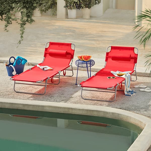 Rootz justerbar strandstol - Trädgårdssäng - Fällbar solstol - Andningsbart tyg - Avtagbar kudde - Sidoficka - Snabbfällbar design - 195cm x 58cm x 63