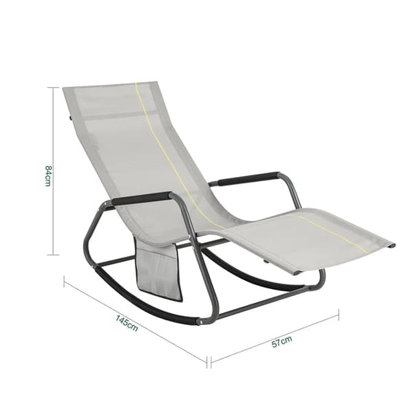 Rootz Garden Rocking Lounger - Solstol - Trädgårdsstol - Ergonomisk design - Syntetfibertyg - Förvaringsficka - Stöder upp till 120 kg - 145cm x 84cm