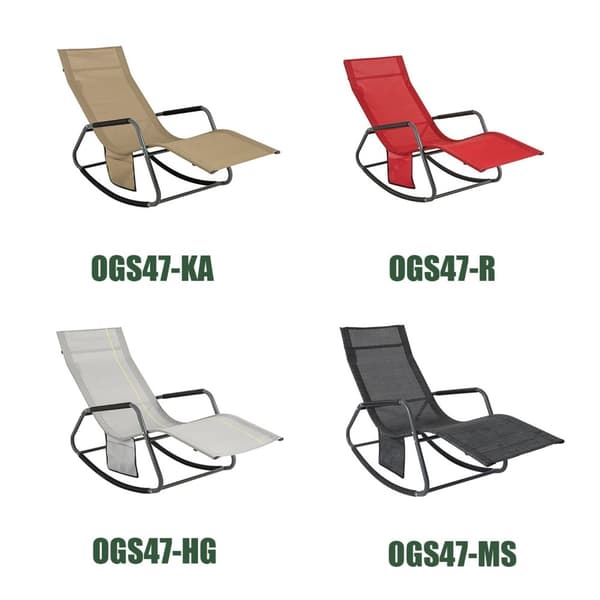 Rootz Garden Rocking Lounger - Solstol - Trädgårdsstol - Ergonomisk design - Syntetfibertyg - Förvaringsficka - Stöder upp till 120 kg - 145cm x 84cm